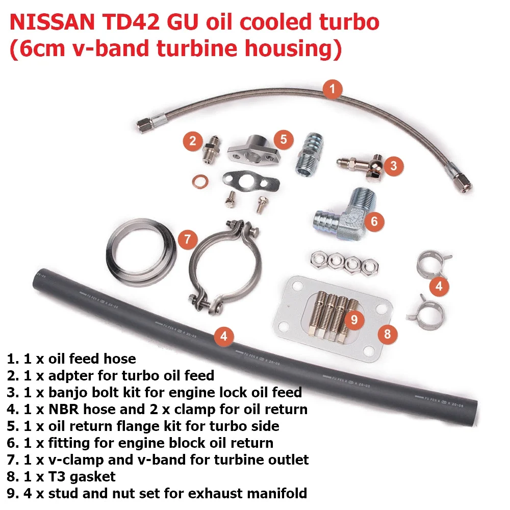 Kinugawa Turbo 3" TD05H-18G 6cm 2.5" V-Band for Nissan Patrol TD42 Top Mount Oil-Cooled 90 Degree - Image 8